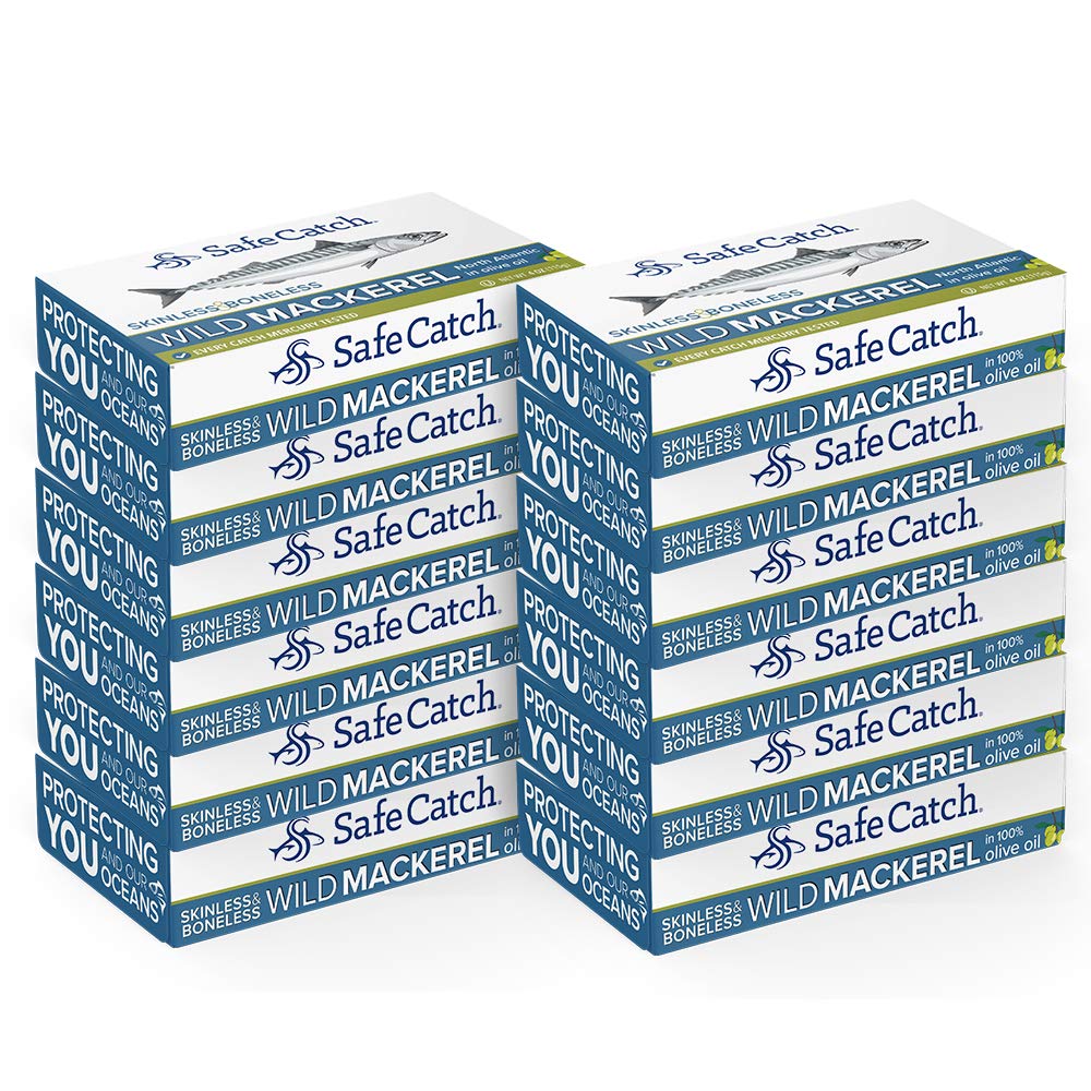 Safe Catch Wild Mackerel In Olive Oil, Skinless & Boneless, Non GMO, BPA Free, 4 Ounces (Pack Of 12)