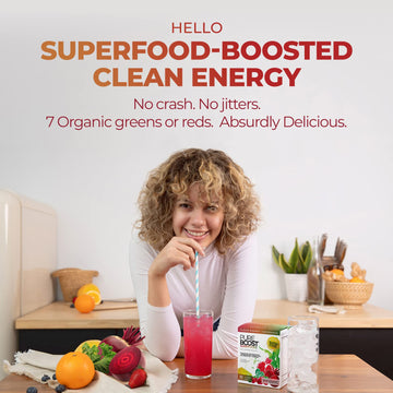 Pureboost Superfoods Clean Energy Booster Drink Mix, Sugar-Free, 30 Count, 12.17 Ounce, Red Burst Flavor