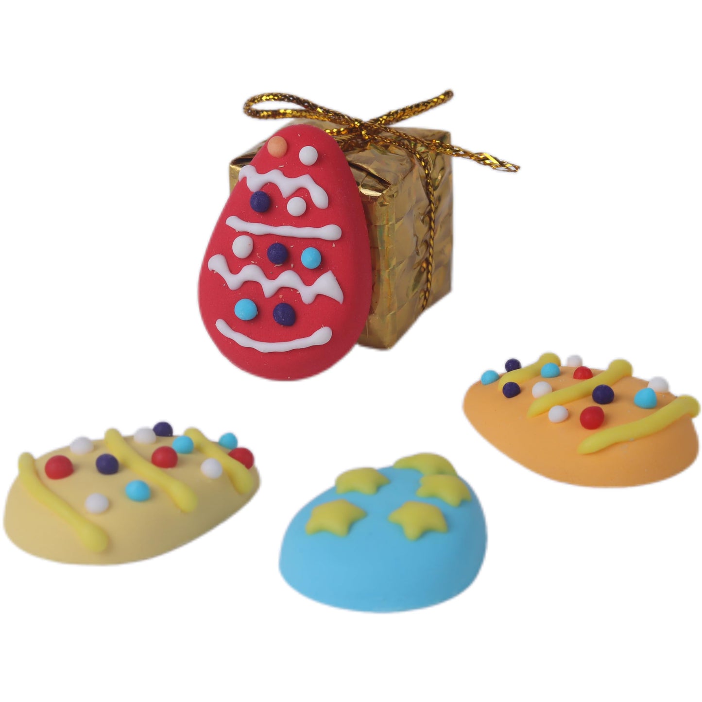 Gevog Edible 12Pc Rainbow Eggs Sprinkles Easter Cake Decorations And Cupcake Topper Decorations Birthday Party Supplies