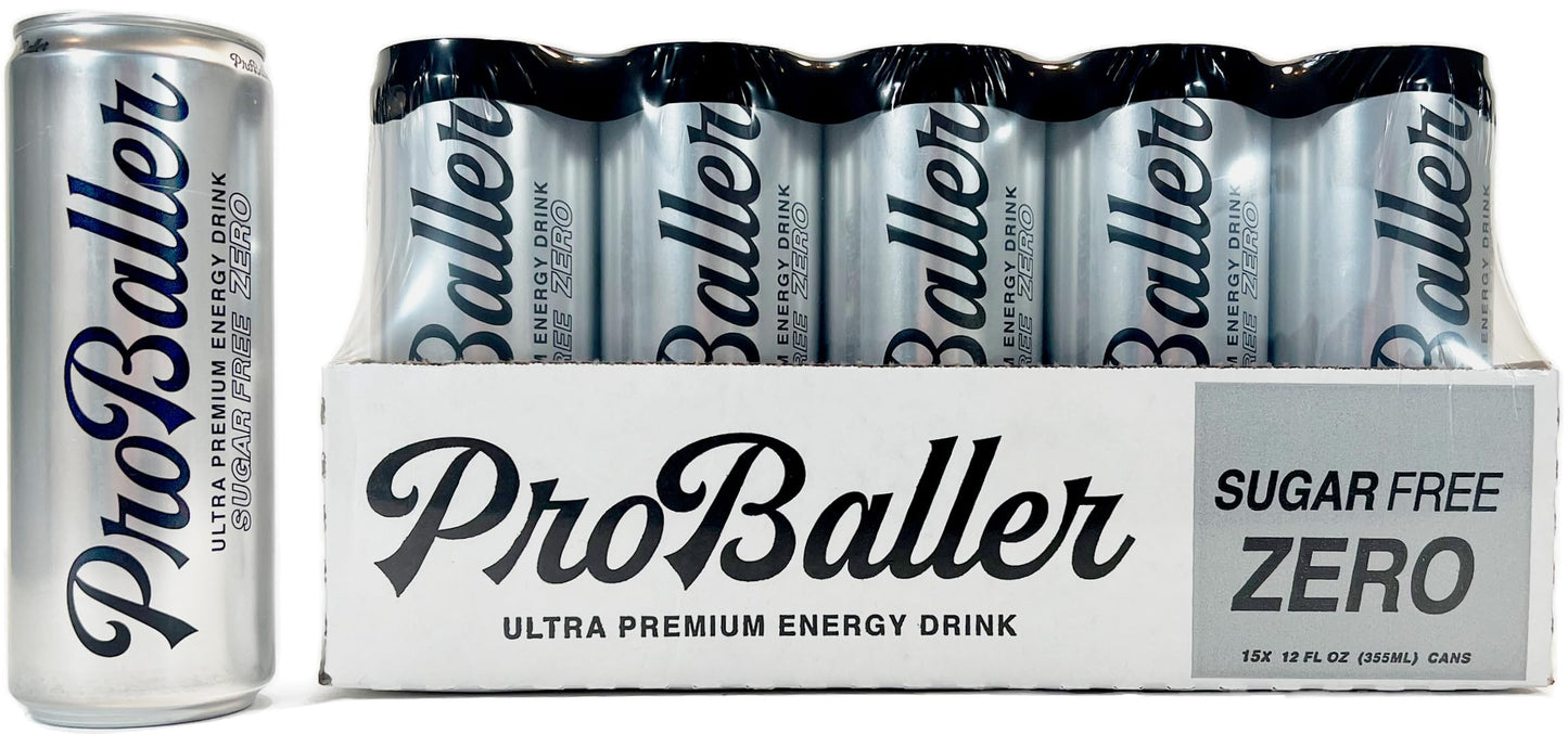 PROBALLER Ultra Premium Energy Drink - Citrus Sugar Free, NSF Sport Certified, 15 Pack, 12 fl oz each
