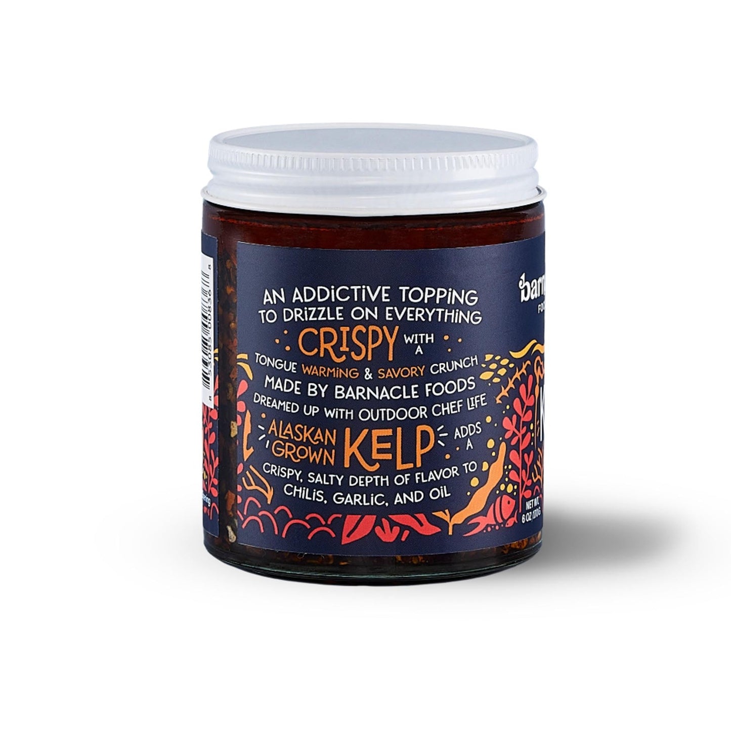 Barnacle Foods Kelp Chili Crisp, 6 Oz. - Medium Spice - Made In Alaska - Crunchy & Flavorful Chili Crisp With Onion, Garlic & Ch