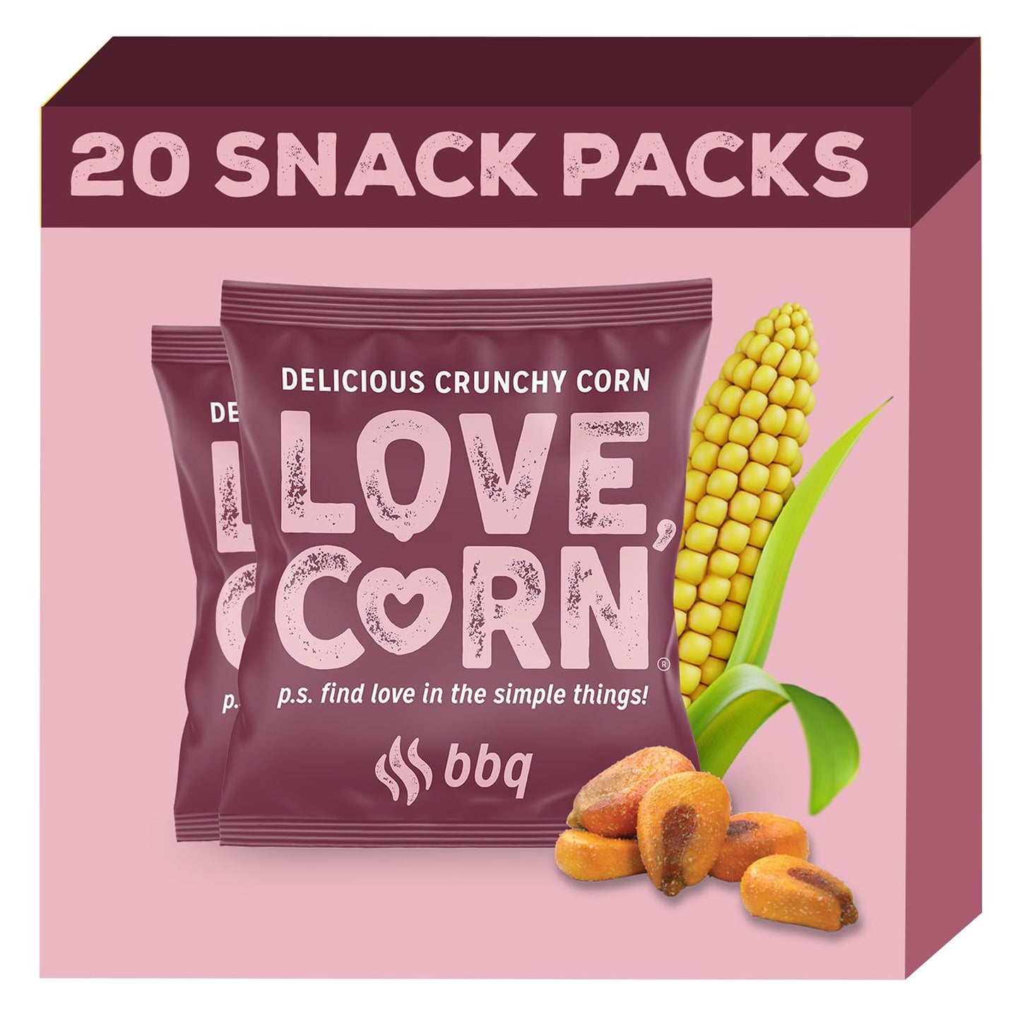 Love Corn Bbq 4Oz X 6 Bags - Delicious Crunchy Corn - Healthy Family Snacks - Gluten Free, Kosher, Non-Gmo - Alternative For Chi
