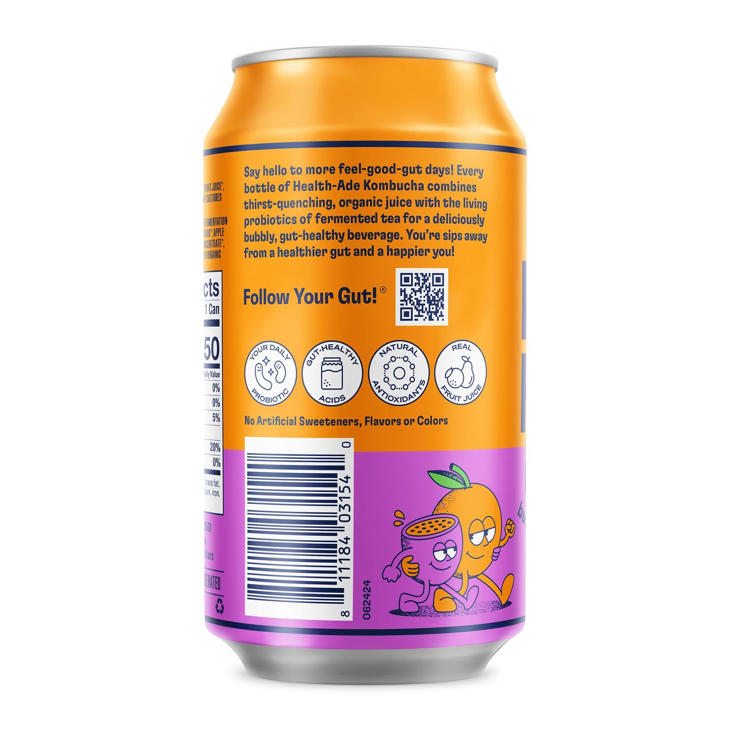 Health-Ade Passion Fruit-Tangerine Kombucha, Organic Drink, 12-Pack (11.5 Fl Oz Cans) - Fermented Tea With Probiotics, Non-Gmo,
