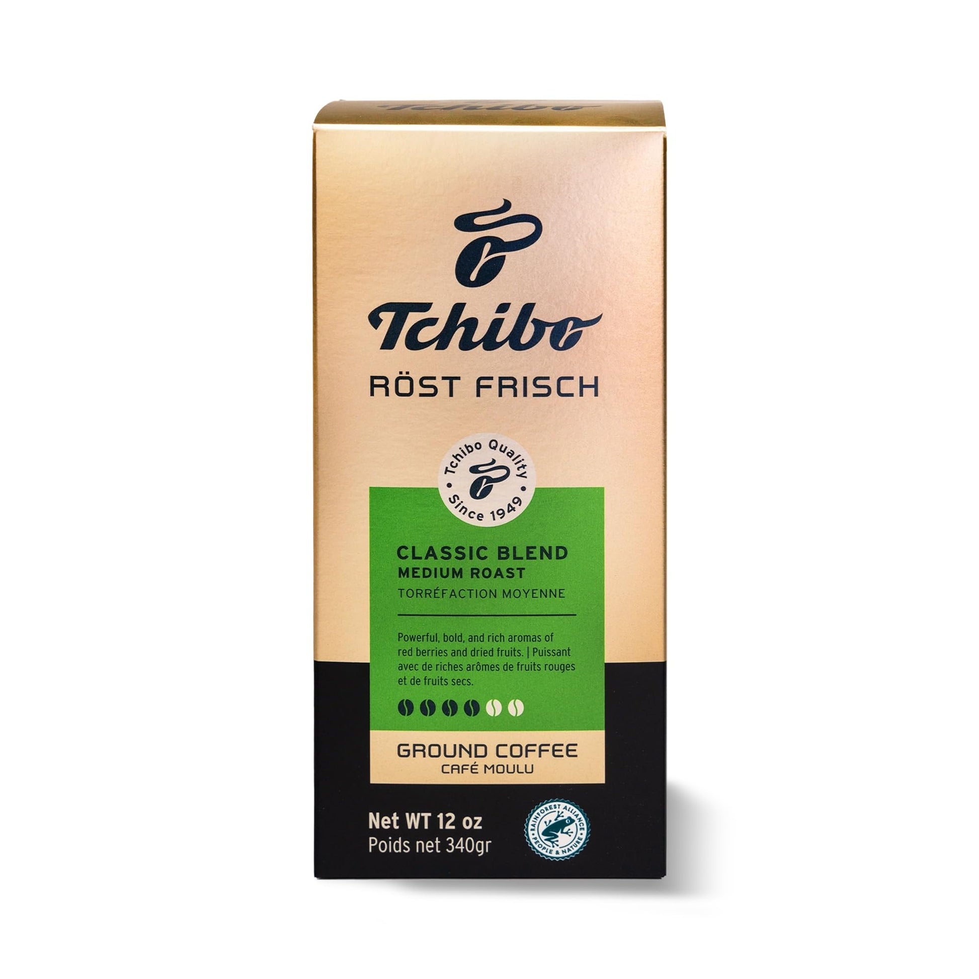 Tchibo Ground Coffee Classic Blend, Lightly Roasted Arabica, Intensity 3/6, 12 oz, Pack of 1