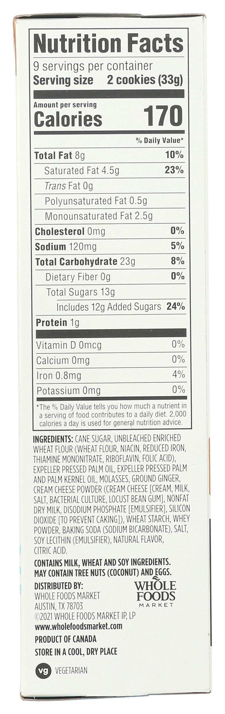 365 by Whole Foods Market Gingerbread Cookie with Cream Cheese Filling, 10.6 OZ