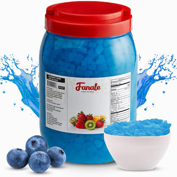 New Fanale Coconut Jelly Topping Nata De Coco For Boba Tea | Ice Cream | Yogurt | Smoothie | Milk Tea | Desserts (Blueberry Hear