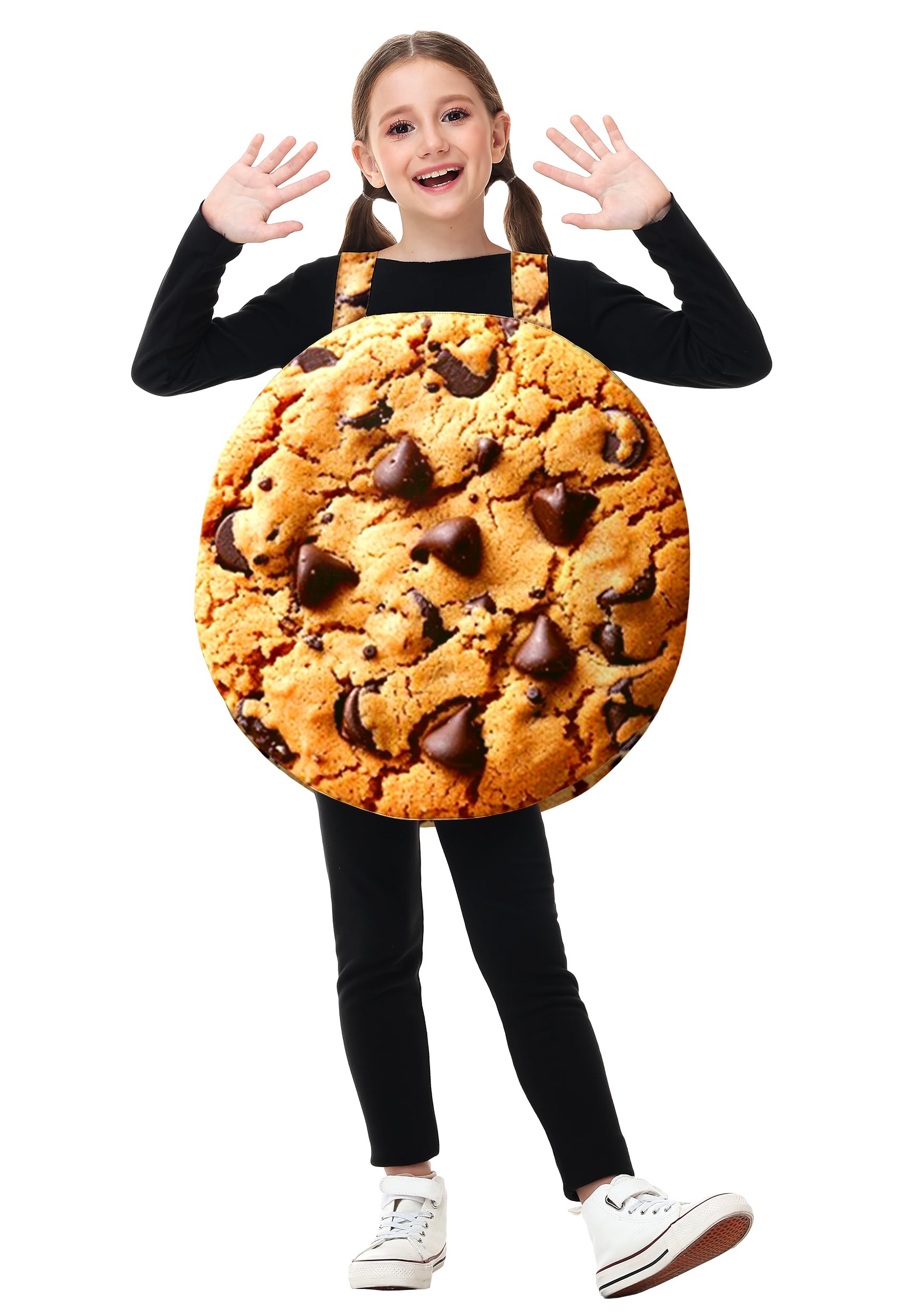 AOBUTE Girls Halloween Cookie Costume 3D Printed Set, Medium, Cookie Color, 8-10 Years, Fancy Dessert Role Play Outfit