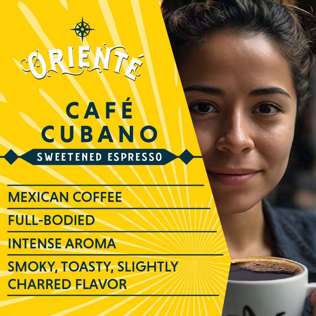 Oriente Dark Roast Cuban Coffee Pods, 18 Ct. | Cafe Cubano | Sweetened Espresso | 100% Arabica Dark Roast Coffee | Solar Energy