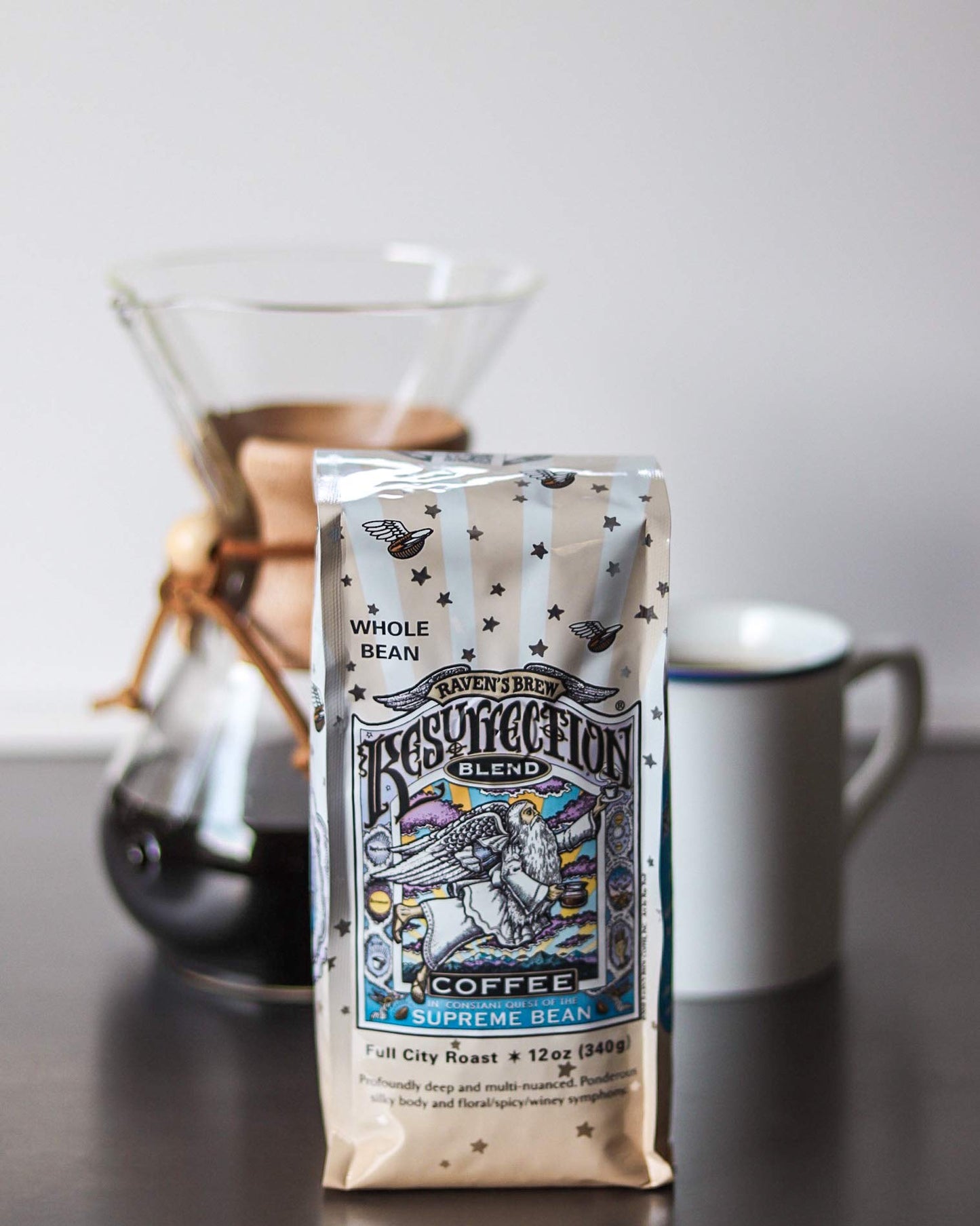 Ravens Brew Coffee Full Bodied Coffee Full City Roast Whole Bean - Resurrection Blend 2-pack of 12oz