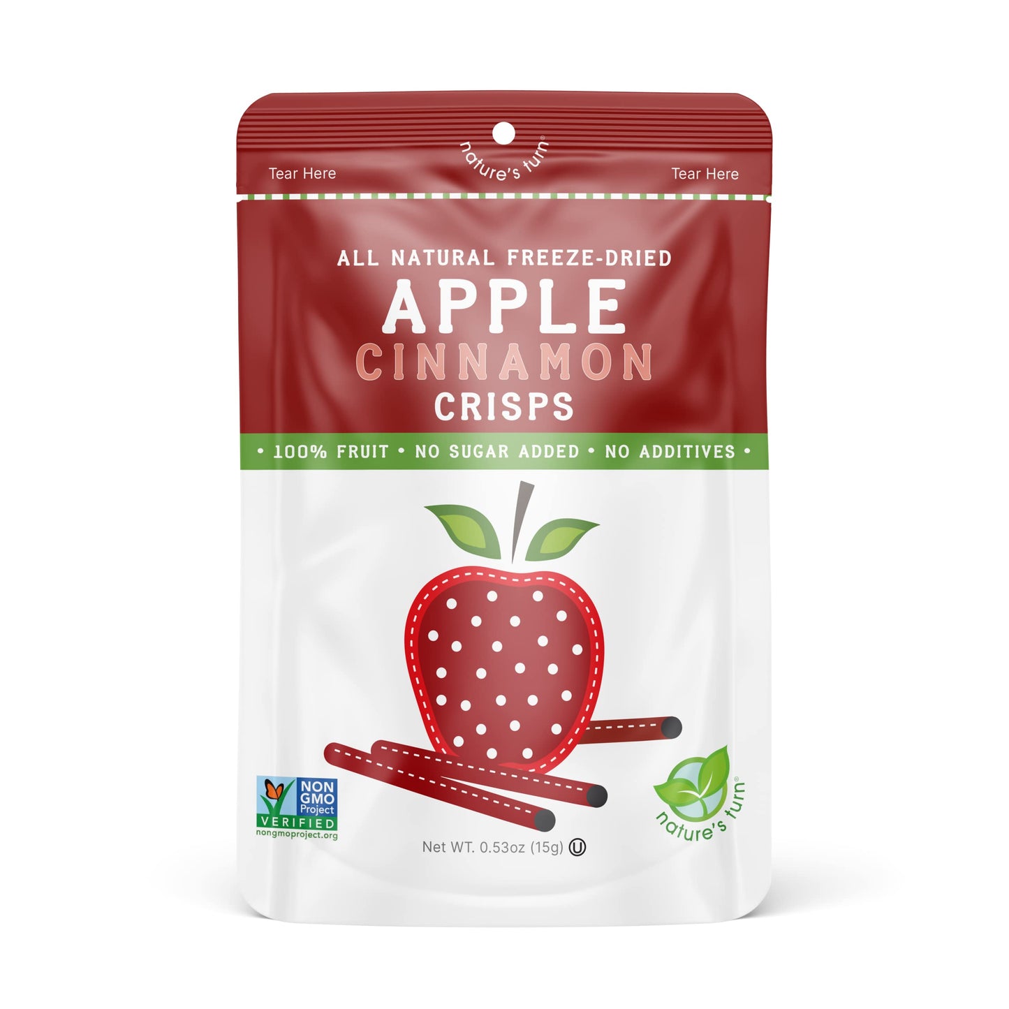Nature'S Turn Freeze-Dried Fruit Snacks, Apple Cinnamon Crisps, Pack Of 12 (0.53 Oz Each)