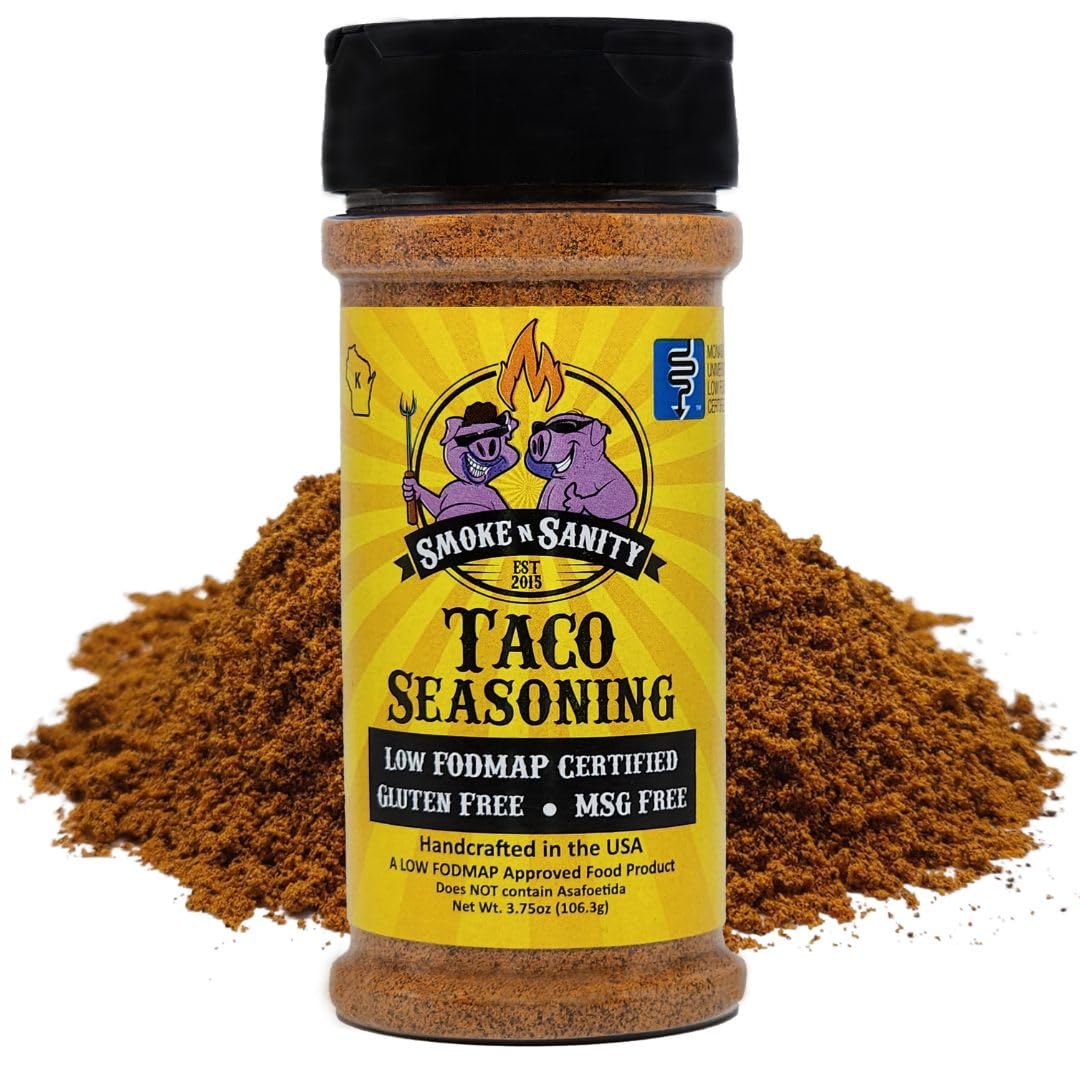 Smoke n Sanity Taco Seasoning - Low FODMAP, Gluten Free, Dairy-Free - 3.75 oz Shaker