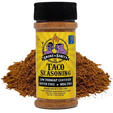 Smoke n Sanity Taco Seasoning - Low FODMAP, Gluten Free, Dairy-Free - 3.75 oz Shaker