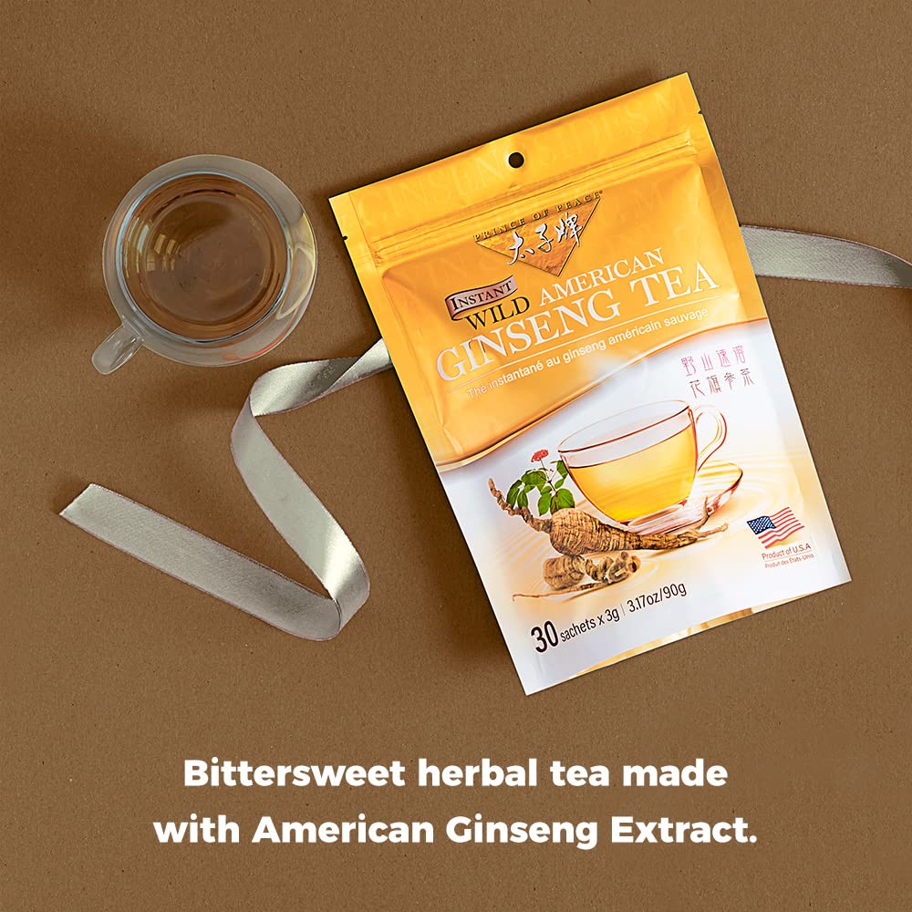 Prince Of Peace Instant Wild American Ginseng Tea, Caffeine-Free, 30 Sachets
