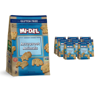 Mi-Del Arrowroot Gluten Free Animal Crackers - Non GMO Certified, 0g Trans Fat Cookies - Bulk Animal Crackers 8 Ounce (Pack of 8