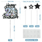 Happy 21St Birthday Cake Topper, Black Glitter And Gem Patterns Card Stock Cake Toppers, 21 Year Birthday Party Cake Decoration