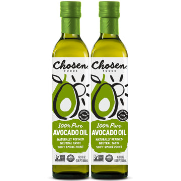 Chosen Foods 100% Pure Avocado Oil 16.9 Oz. (2 Pack), Non-Gmo For High-Heat Cooking, Frying, Baking, Homemade Sauces, Dressings And Marinades