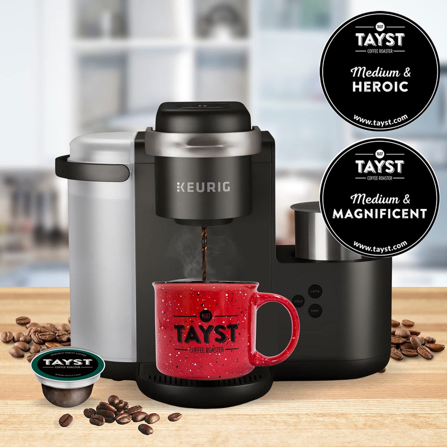 Tayst Coffee Pods Medium Roast, K Cups Compatible, Sustainable, 50 Count, Brown