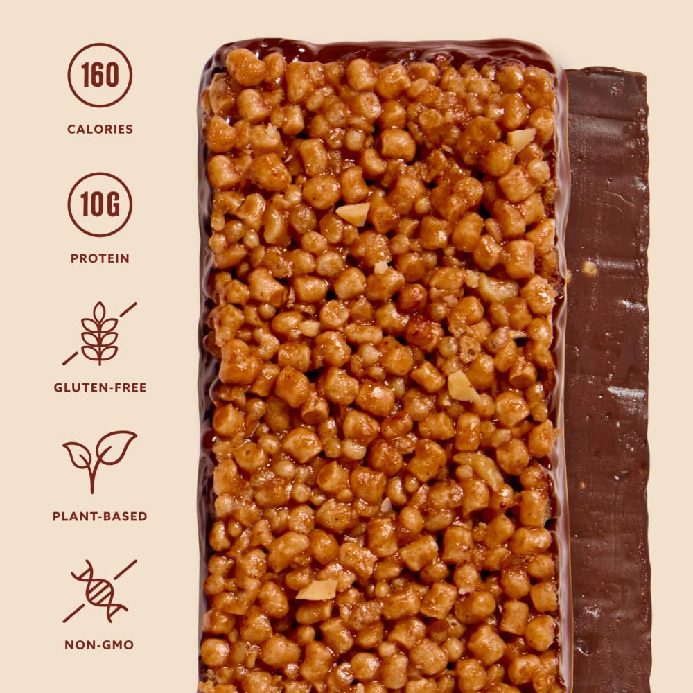 Mezcla Puff Crispy Protein Bars, Gluten Free & Vegan Protein Bars, 10G Protein, Alt For Crispy Rice Treat, Granola Bars & Breakfast Bars, Healthy Snacks For Mature-Themeds, Hazelnut Chocolate, 12 Pack