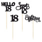 Gyufise 24Pcs Black Glitter 18th Birthday Cupcake Toppers Sweet 18 Hello 18 Eighteen Cupcake Picks for 18th Birthday Cake Decora