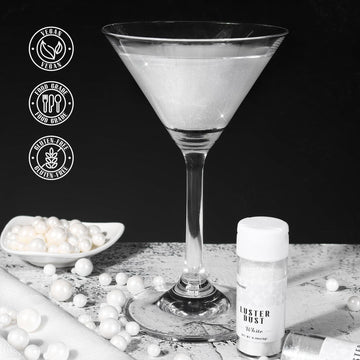 White Edible Glitter For Cake Decorating, 5G White Luster Dust Edible For Drinks, Glitter For Cocktails, Drinks, Macaron, Cookie