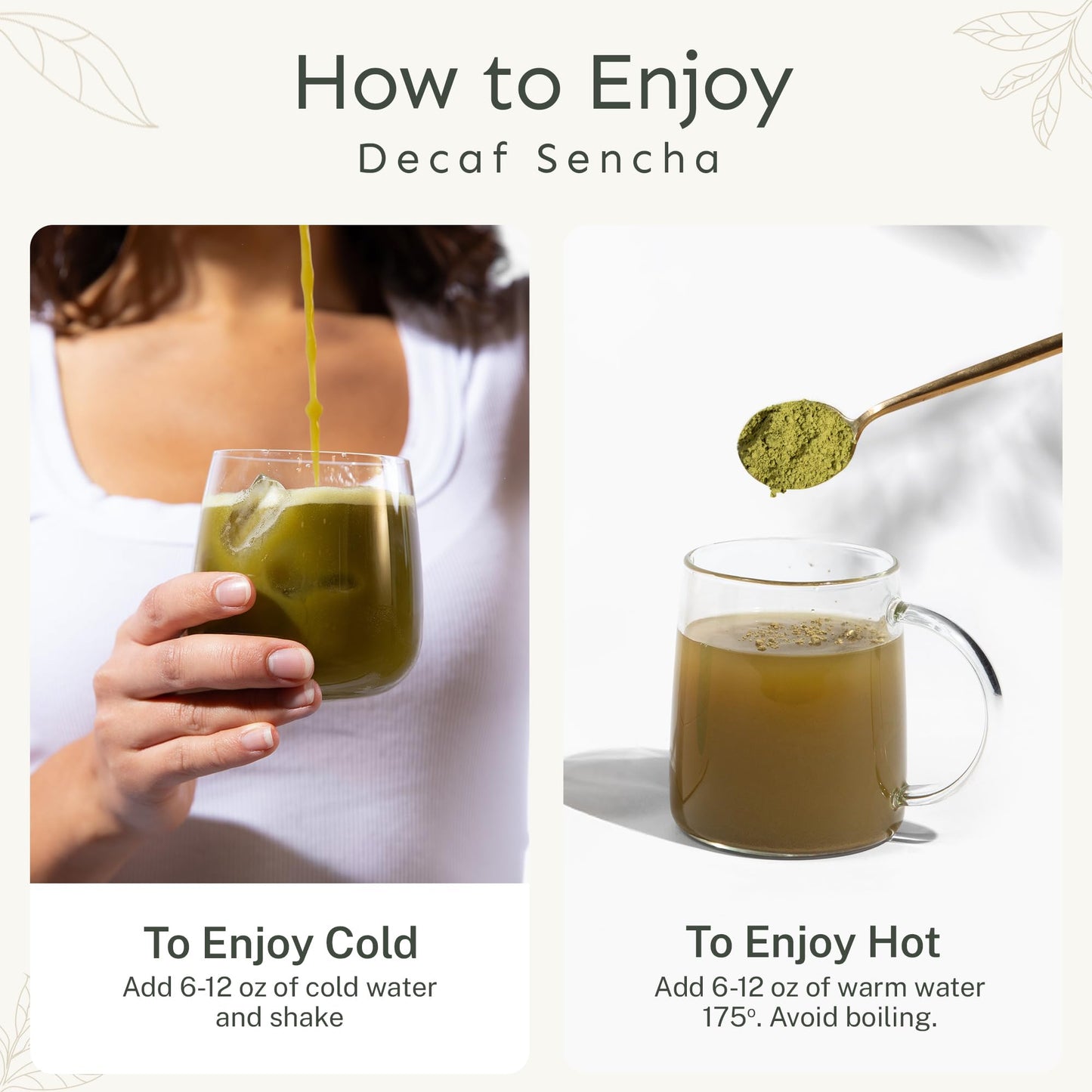 Yu Decaf Organic Sencha Green Tea Powder, Caffeine-Free, 30 Instant Packets