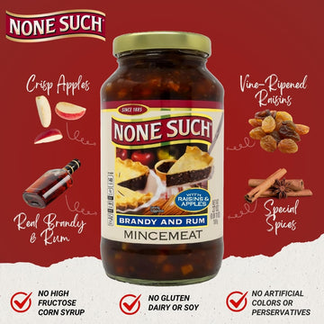 None Such Mincemeat Brandy and Rum  Pie Filling with Apples and Raisins  27 Ounce (Pack of 2)