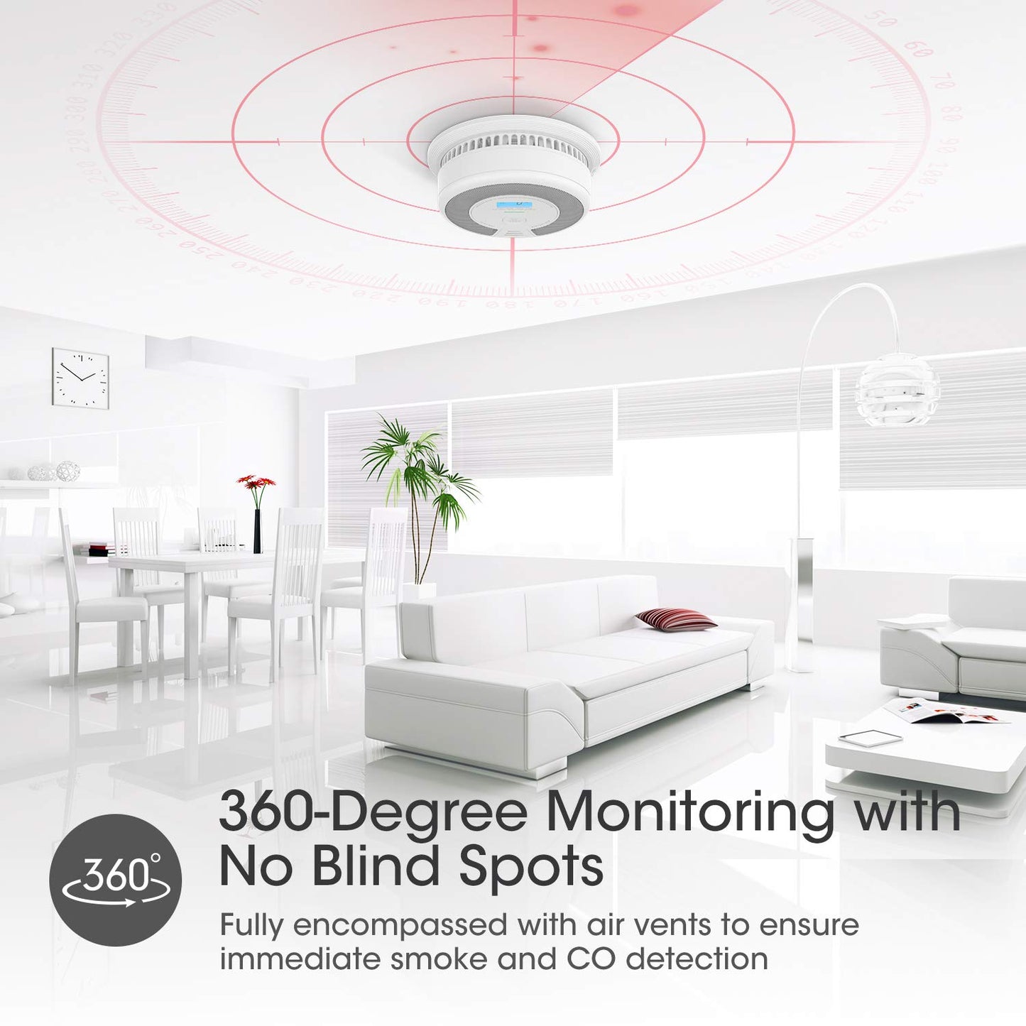 X-Sense 10-Year Battery Combination Smoke Carbon Monoxide Alarm Detector With Large Lcd Display, Standalone Model, 5-Pack