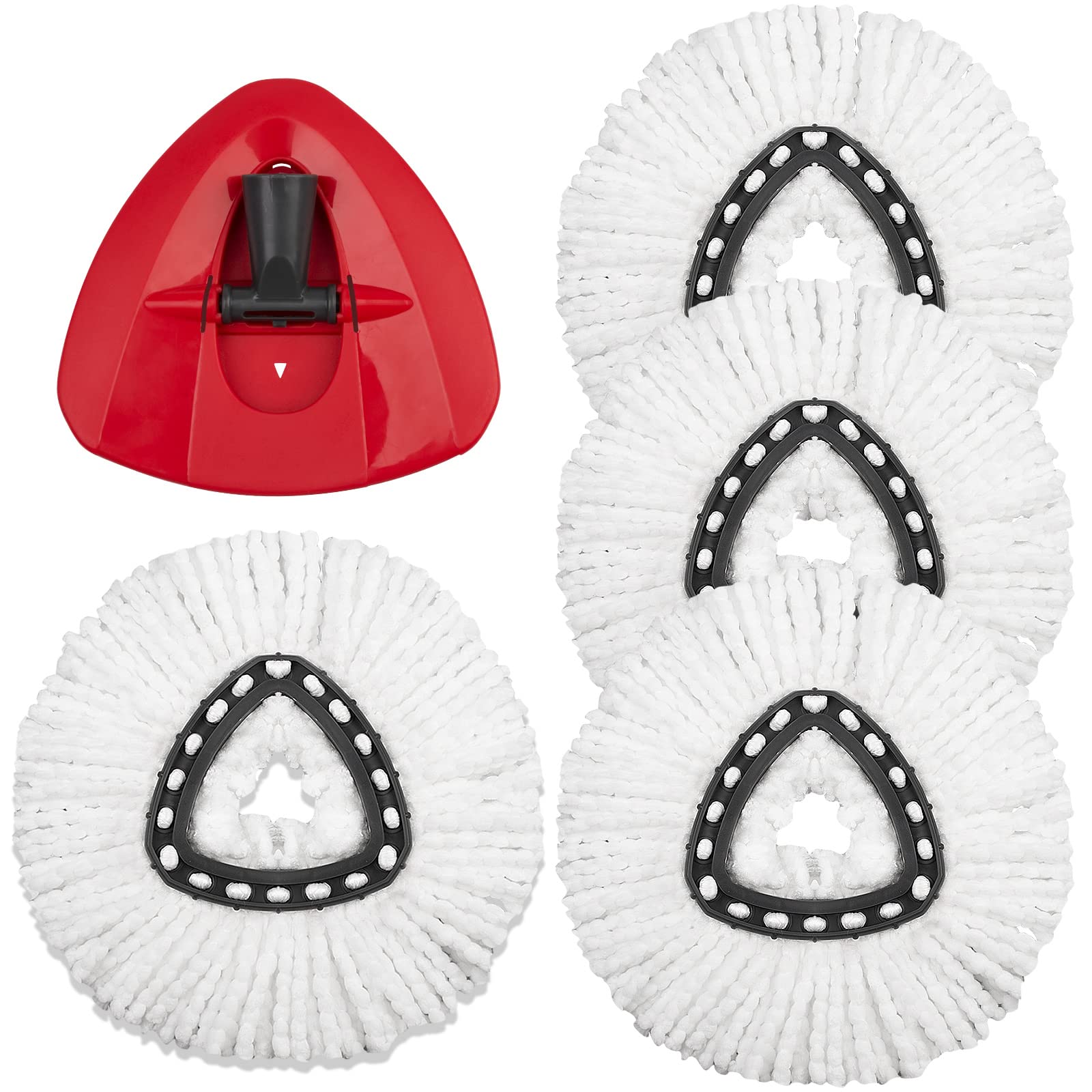 4 Pack Spin Mop Replacement Head - Includes 1 Rotating Mop Base - Easywring Mop Refills Compatible With O Ceda Mop Replace Head,
