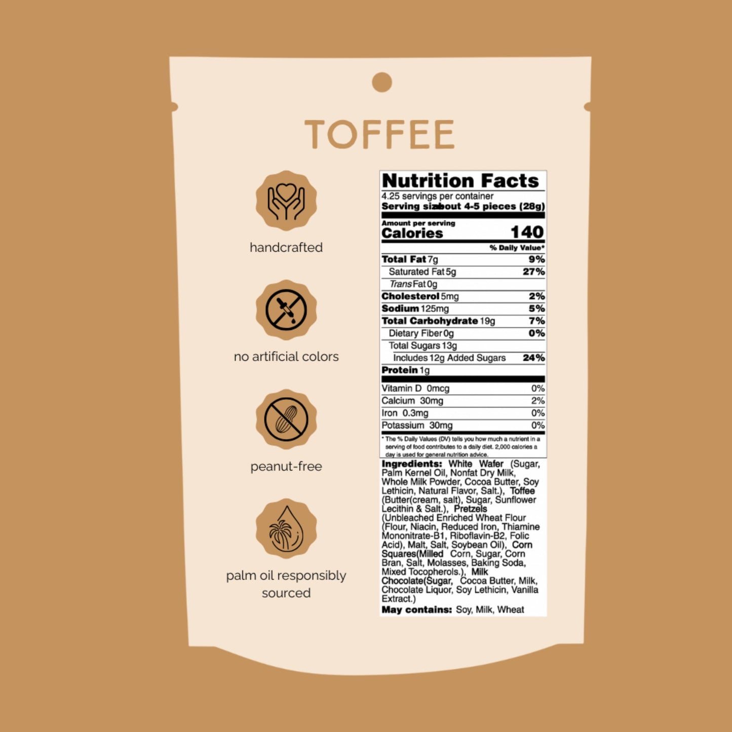 Chunk Nibbles Toffee Snack Clusters - Buttery Milk Chocolate Toffee with Pretzels & Corn Squares - Award-Winning Gourmet Treat,
