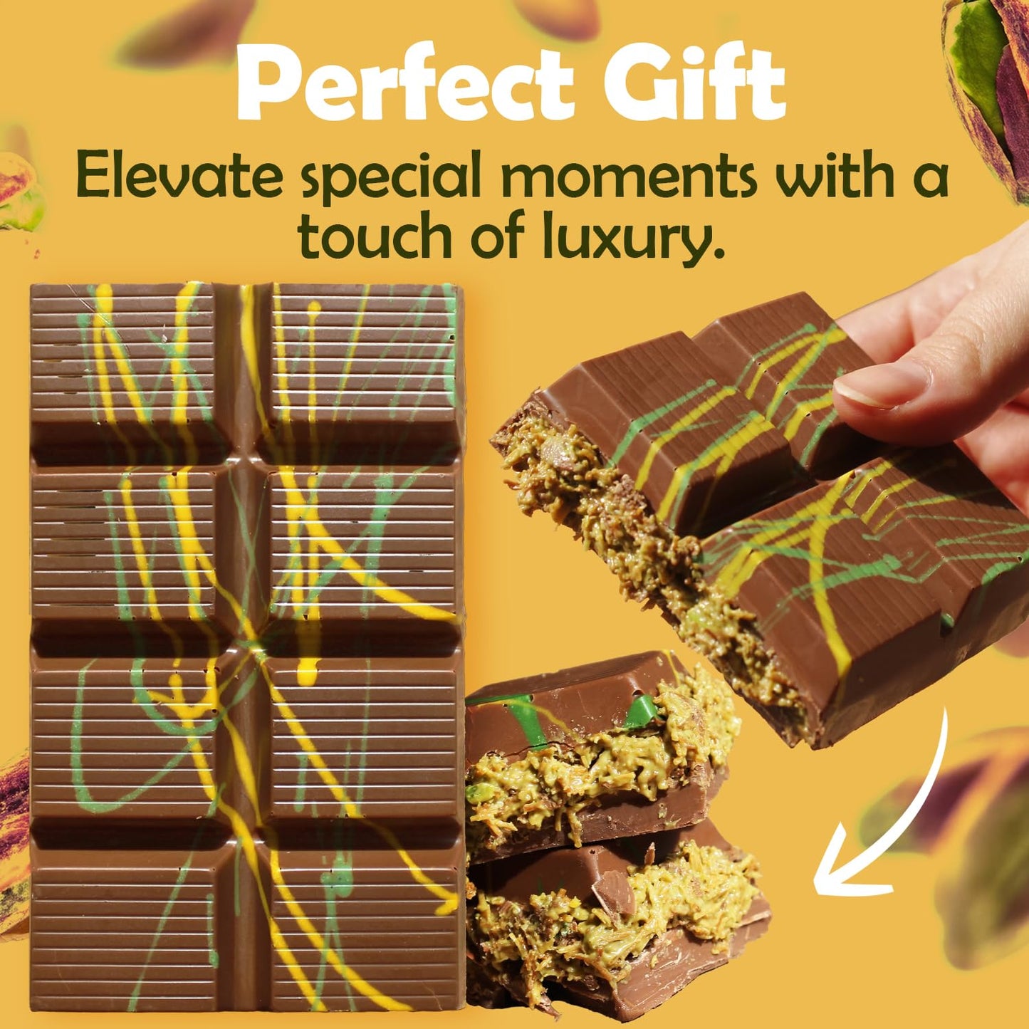 Dubai Crispy Knafeh Chocolate Pistachio Bar 7Oz | Famous Dubai Kunafa Pistachio Chocolate Bar | Crispy Kunafe With Pistachio Pas