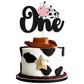 Gyufise 1Pc Cow One Cake Topper Glitter Farm Animals First Birthday Cake Topper Decorations For Baby Shower Kids Boys Girls 1St