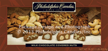Philadelphia Candies Milk Chocolate Covered Assorted Nuts Gift Box, 1 Pound (Almond, Brazil, Cashew, Hazelnut, Pecan, Walnut)