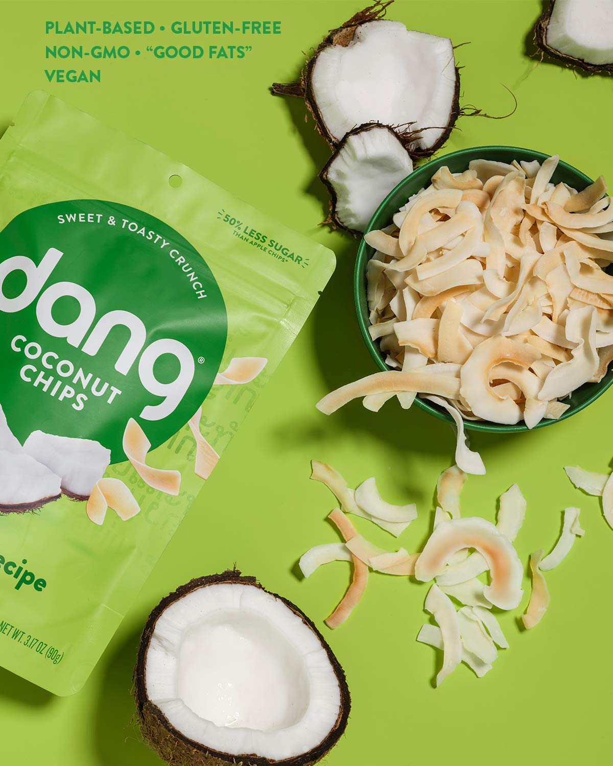 DANG Toasted Coconut Chips | Vegan, Gluten Free, Non GMO | 3.17 Oz Resealable Bag | Original Flavor