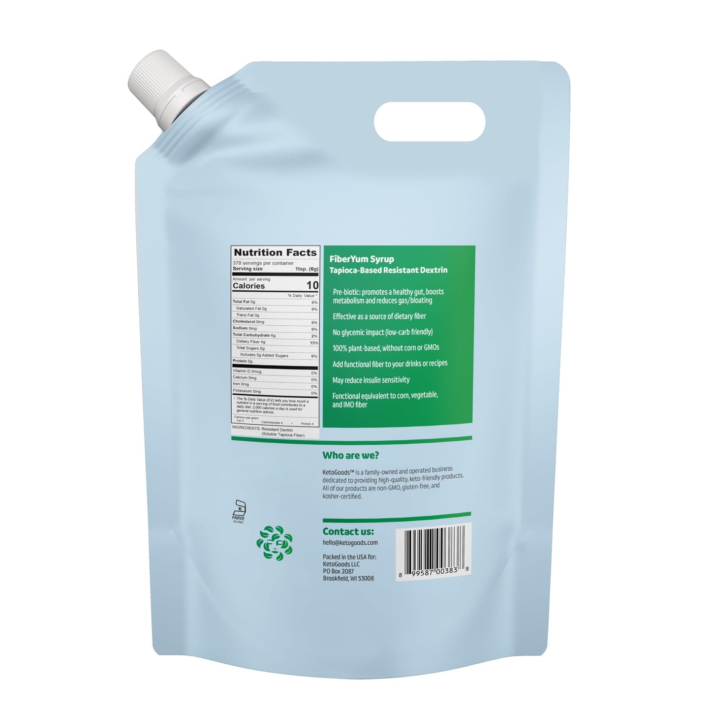 FiberYum Pre-biotic Tapioca Fiber Syrup - Non-GMO, 80 oz, Substitute for Corn Syrup