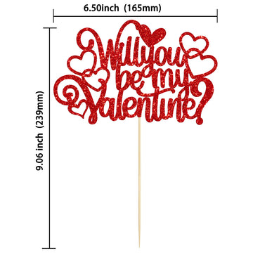 Ephlyn 1Pc Will You Be My Valentine Cake Topper Glitter Love Heart Valentine'S Day Cake Pick For Valentine'S Day Theme Wedding B