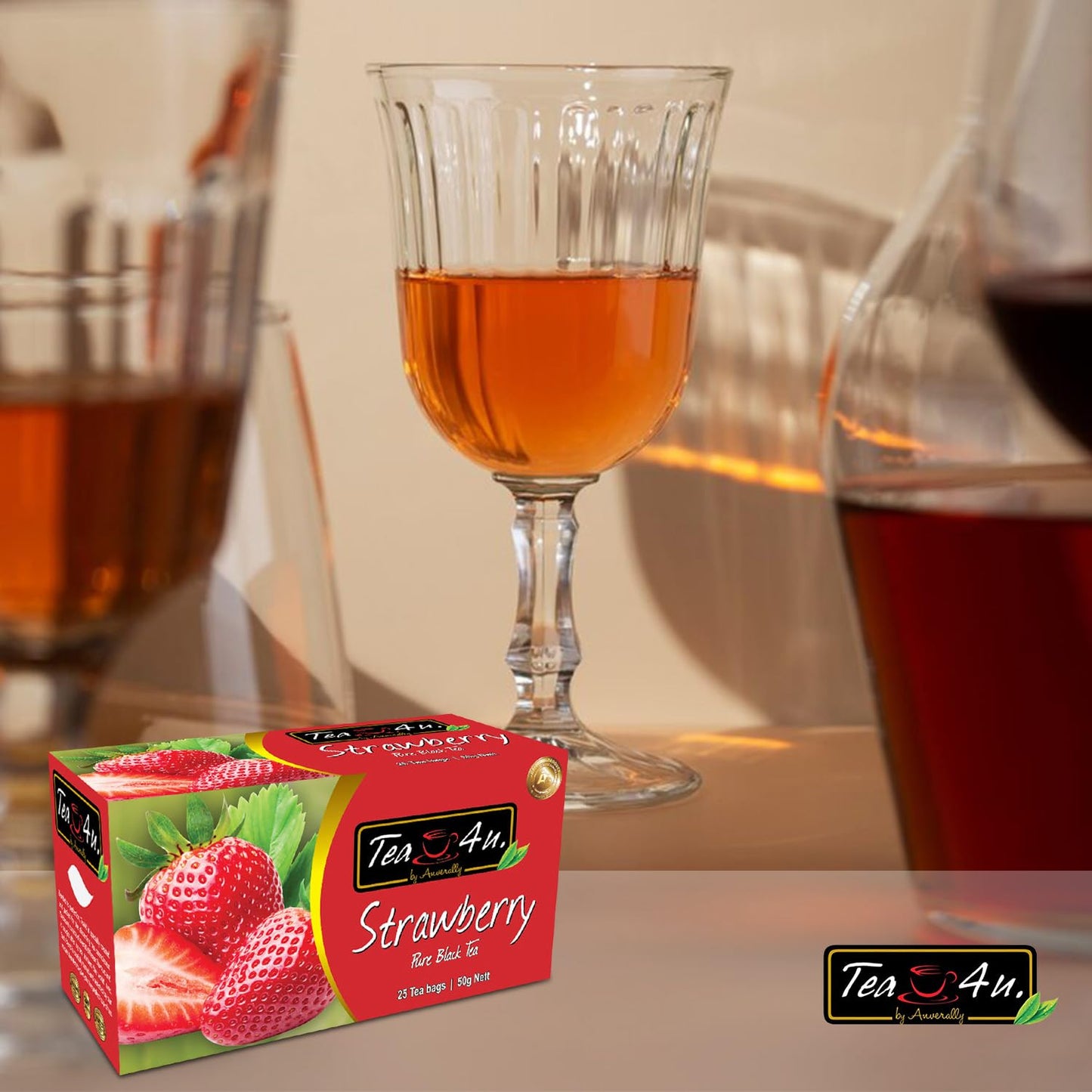 Tea4U Flavored Black Ceylon Teabags - Strawberry | Ideal Quality From Sri Lanka'S Finest Leaves And Expertly Blended - 25 Count