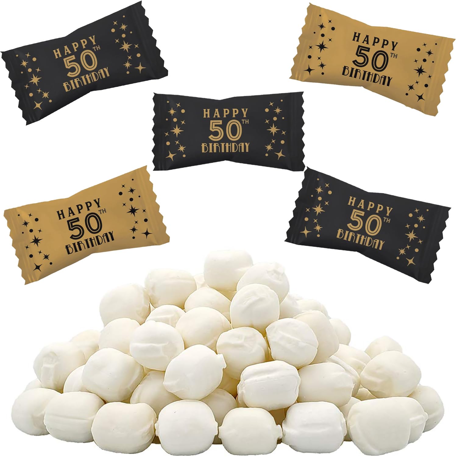 The Dreidel Company 50Th Birthday Buttermints, Mint Candies, After Dinner Mints, Butter Mint Candy, Fat-Free, Individually Wrapped (110 Pieces)