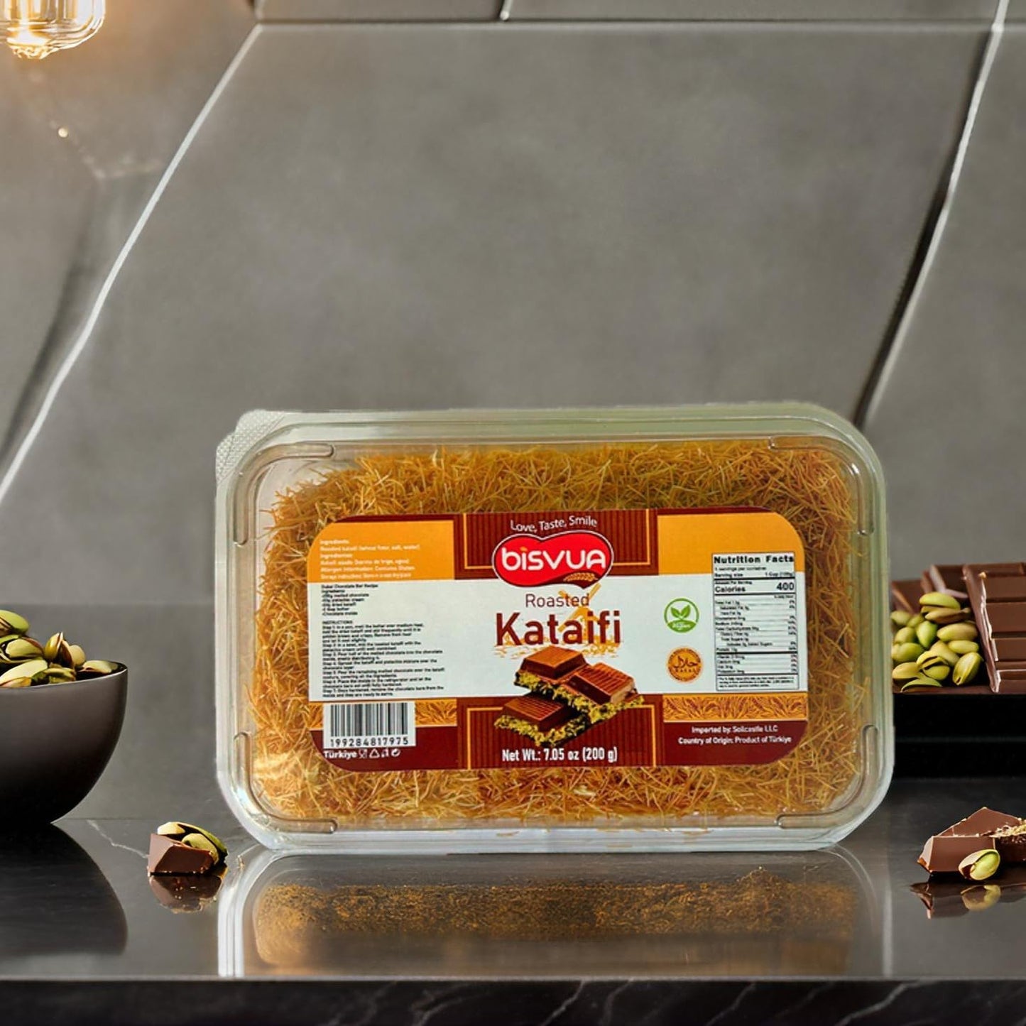 Bisvua Premium Roasted Kataifi 200G (7.1 Oz) - Golden Toasted Shredded Fillo Dough For Dubai Chocolate Bars, Pistachio Cream Rec