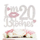 Laskyer I'M 20Th Funny Birthday Pink Rhinestone Cake Topper - Happy 20Th Birthday Cheers To 20 Years Old Twenty Bday Party Metal