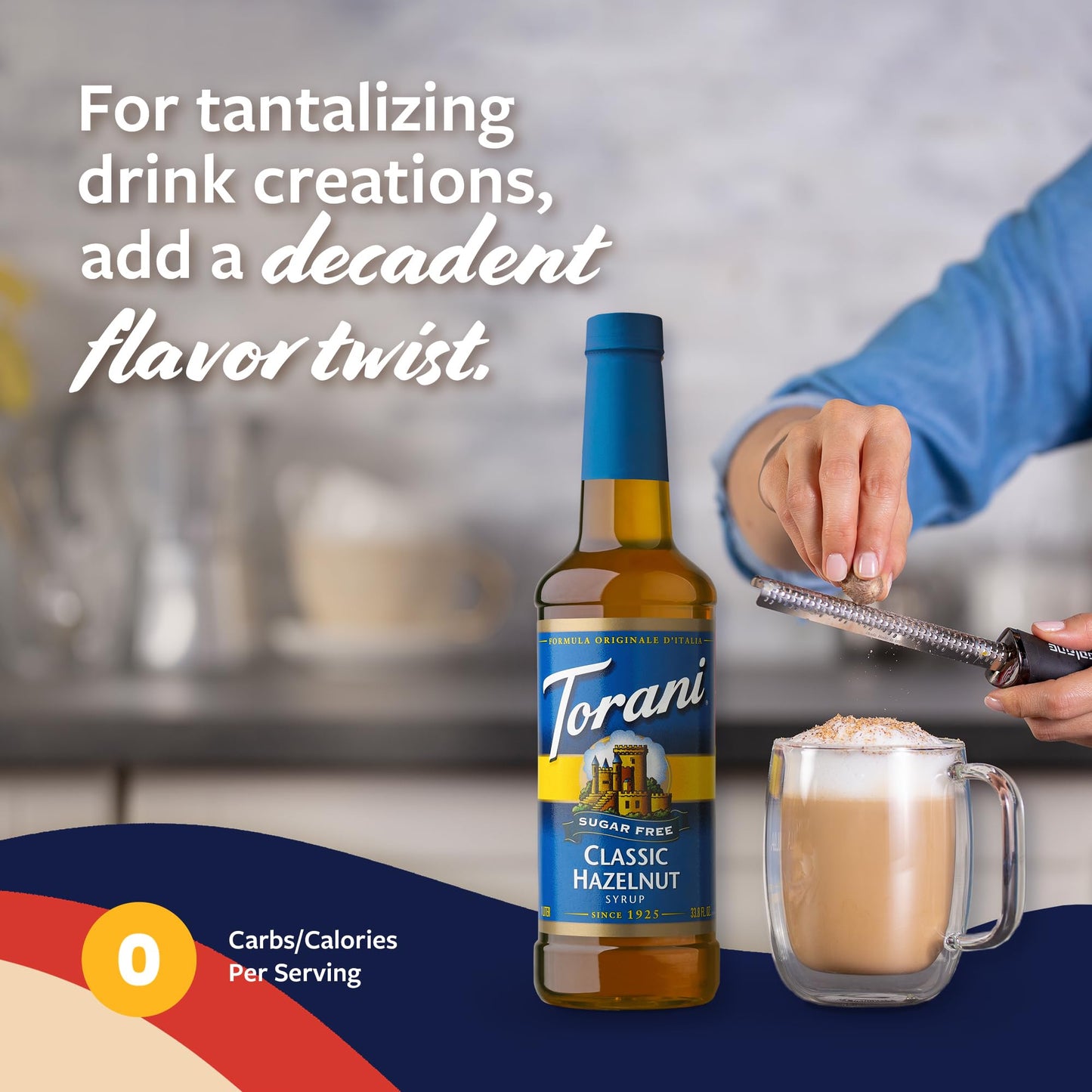 Torani Sugar Free Coffee Syrup, Classic Hazelnut Flavoring For Drinks, Zero Calorie, Pump Included, 25.4 Fl Oz