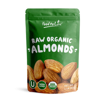 Raw Organic Almonds, 1 Pound - Non-Gmo, Whole, No Shell, Unpasteurized, Unsalted, Vegan, Kosher, Bulk. Keto-Friendly. Perfect Snack. Rich In Protein, Vitamin E. Great For Almond Milk, Desserts.