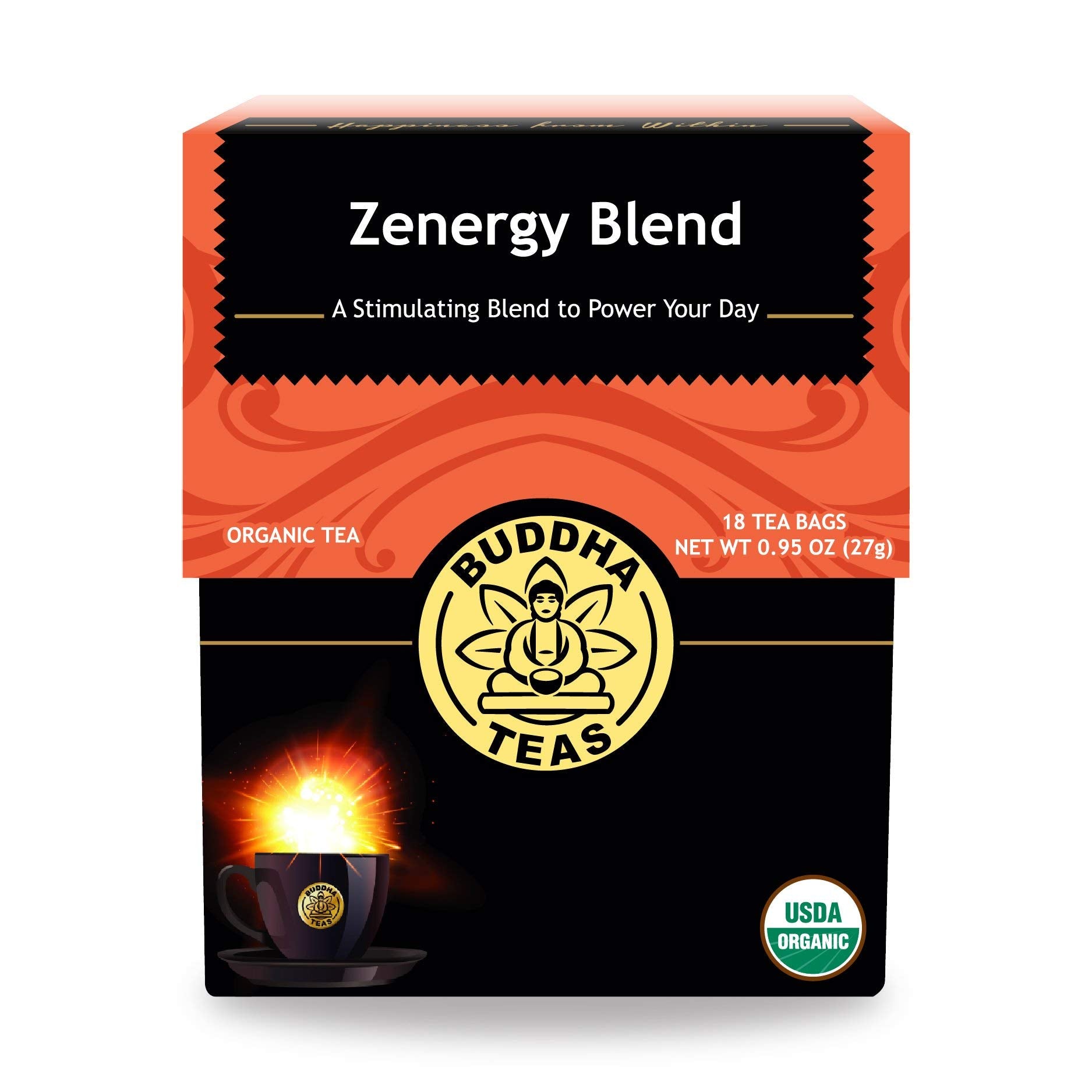 Buddha Teas Organic Zenergy Blend - Ou Kosher, Usda Organic, Ccof Organic, 18 Bleach-Free Tea Bags