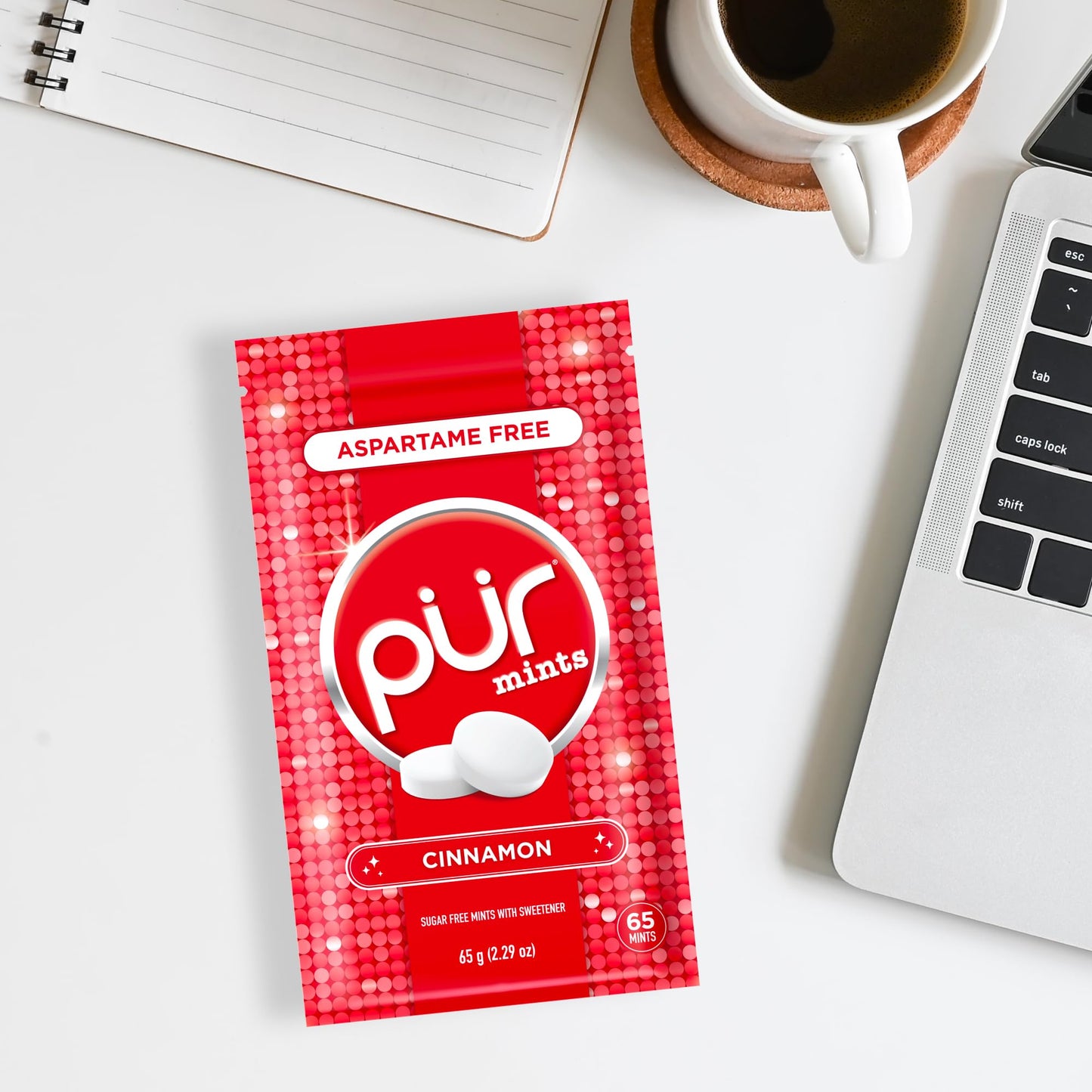 PUR Mints | Aspartame Free Breath Mints | Made with Xylitol | Sugar Free  Vegan  Gluten Free | Natural Cinnamon Flavor | 65 Pieces in Re-Sealable pouch (Pack of 3)