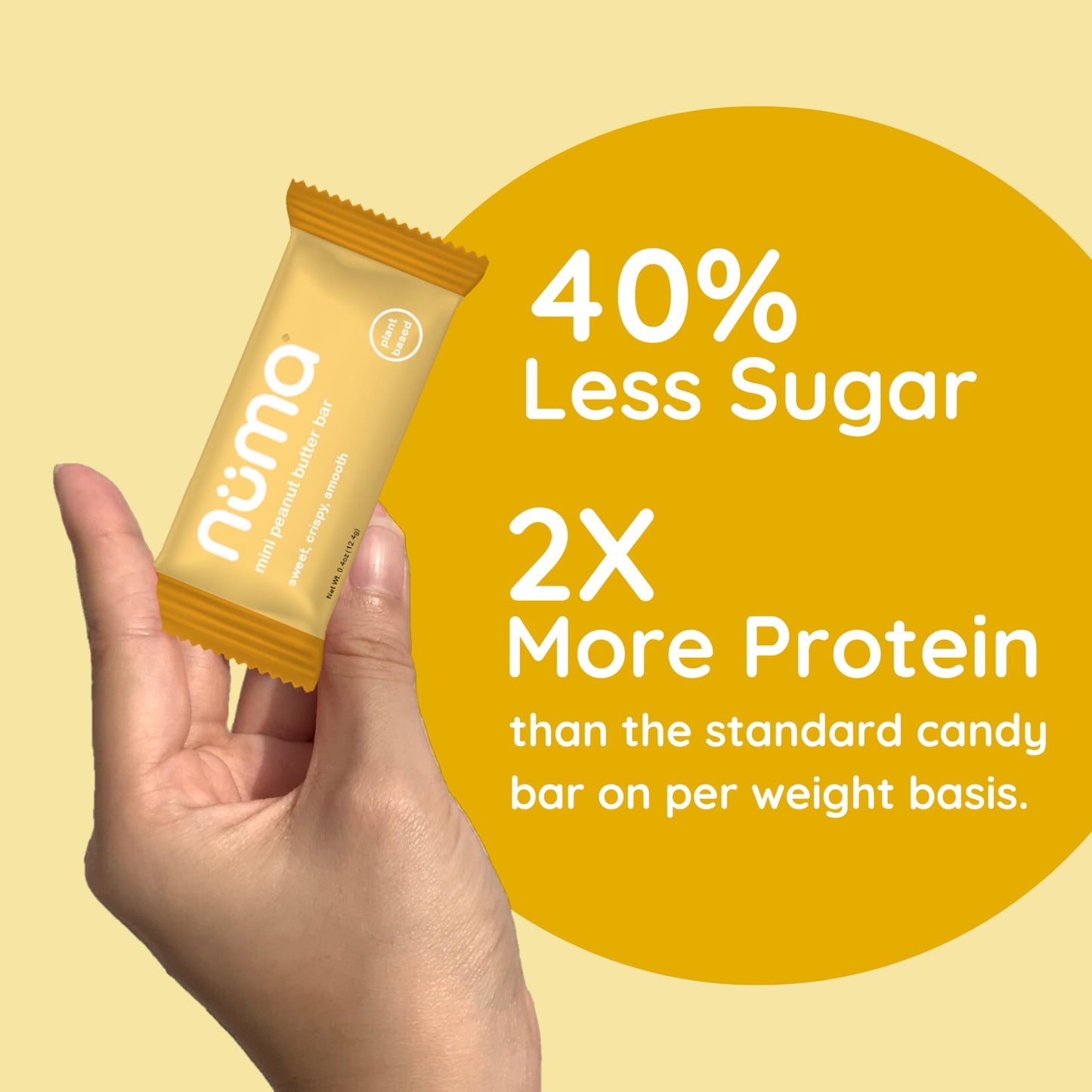 Numa Foods Mini Peanut Butter Bars - Vegan, Low Sugar, High Protein, All Natural, Gluten Free - Crunchy Plant Based Peanut Butte