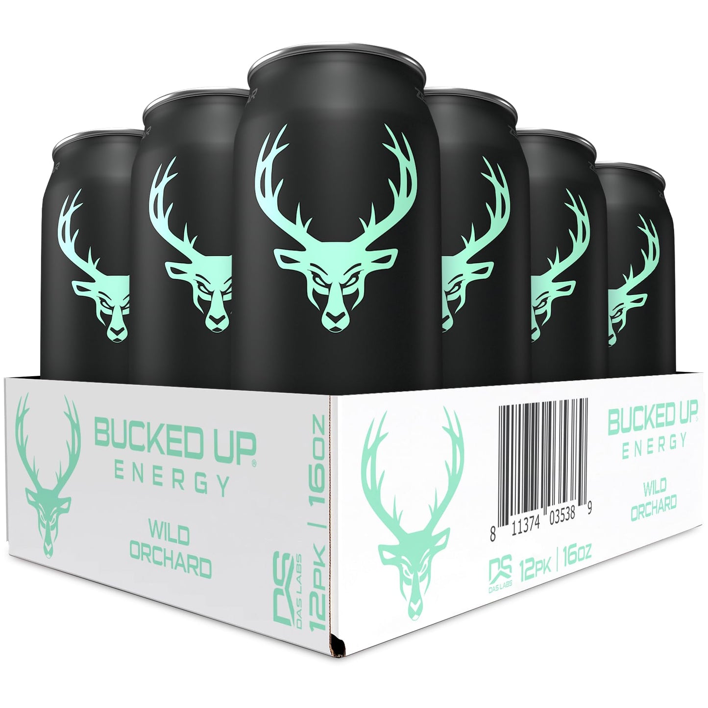 Bucked Up Energy Drink 300mg - Wild Orchard Flavor - 12 Count
