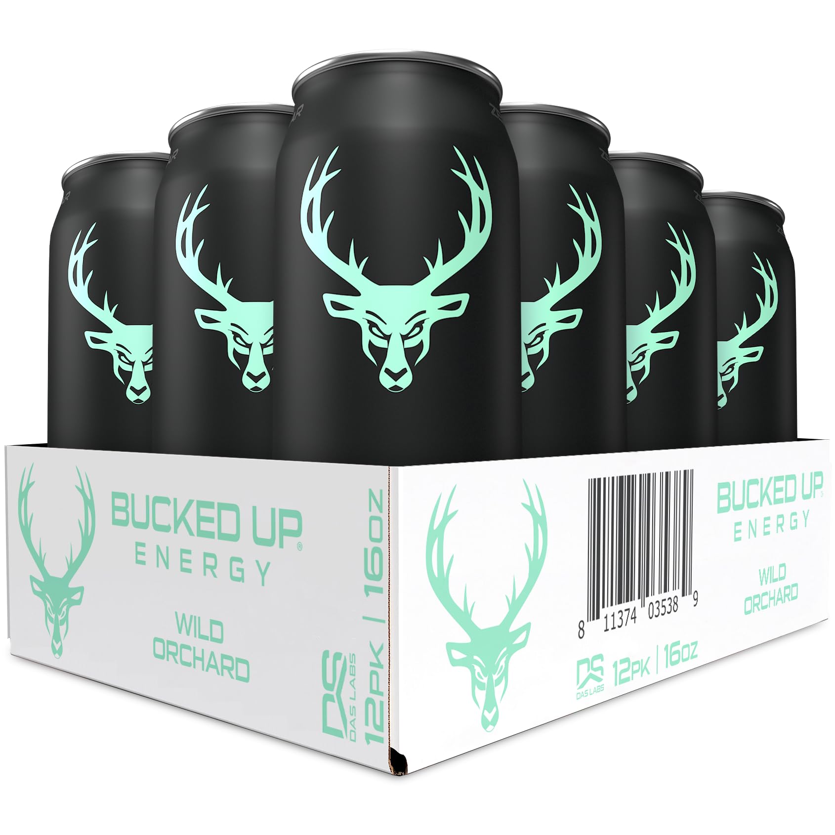 Bucked Up Energy Drink 300mg - Wild Orchard Flavor - 12 Count