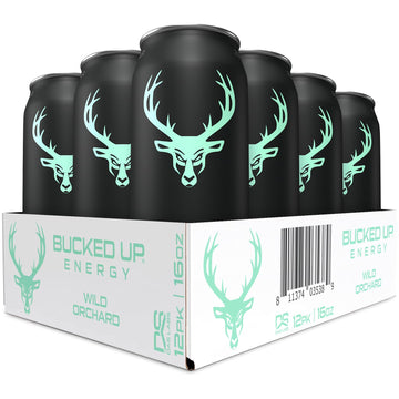 Bucked Up Energy Drink 300mg - Wild Orchard Flavor - 12 Count
