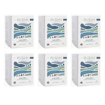 Rishi Tea Earl Grey Tea - Organic Sachet Tea Bags, Pure Black Tea with Bergamot Oil, Energizing & Caffeinated - 15 Count (Pack of 6)