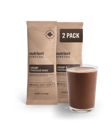 Nutrient Survival Protein Shake, Whey Protein Powder, Gluten Free, 2.07 lb, Creamy Chocolate, Shelf Stable up to 15 Years