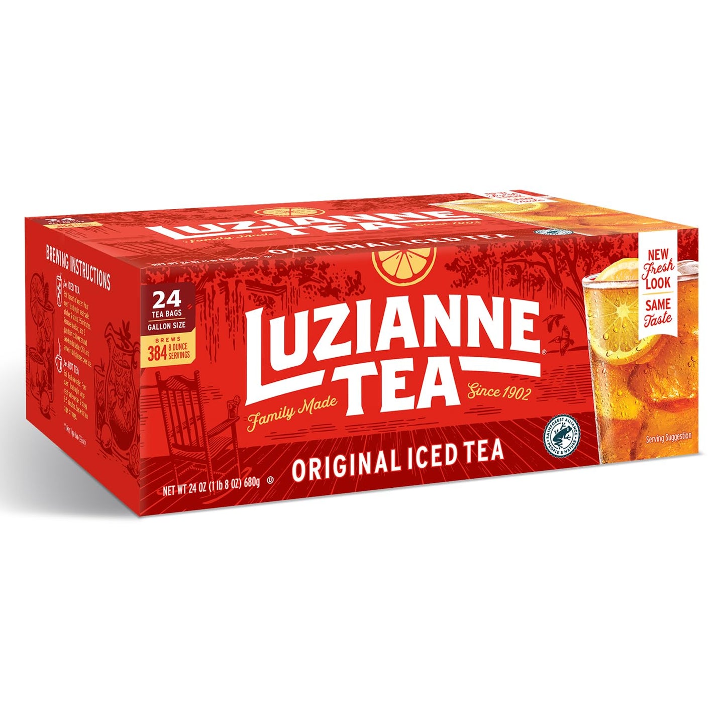 Luzianne Unsweetened Iced Tea Bags, Gallon Size, 24 Count, Pack of 4